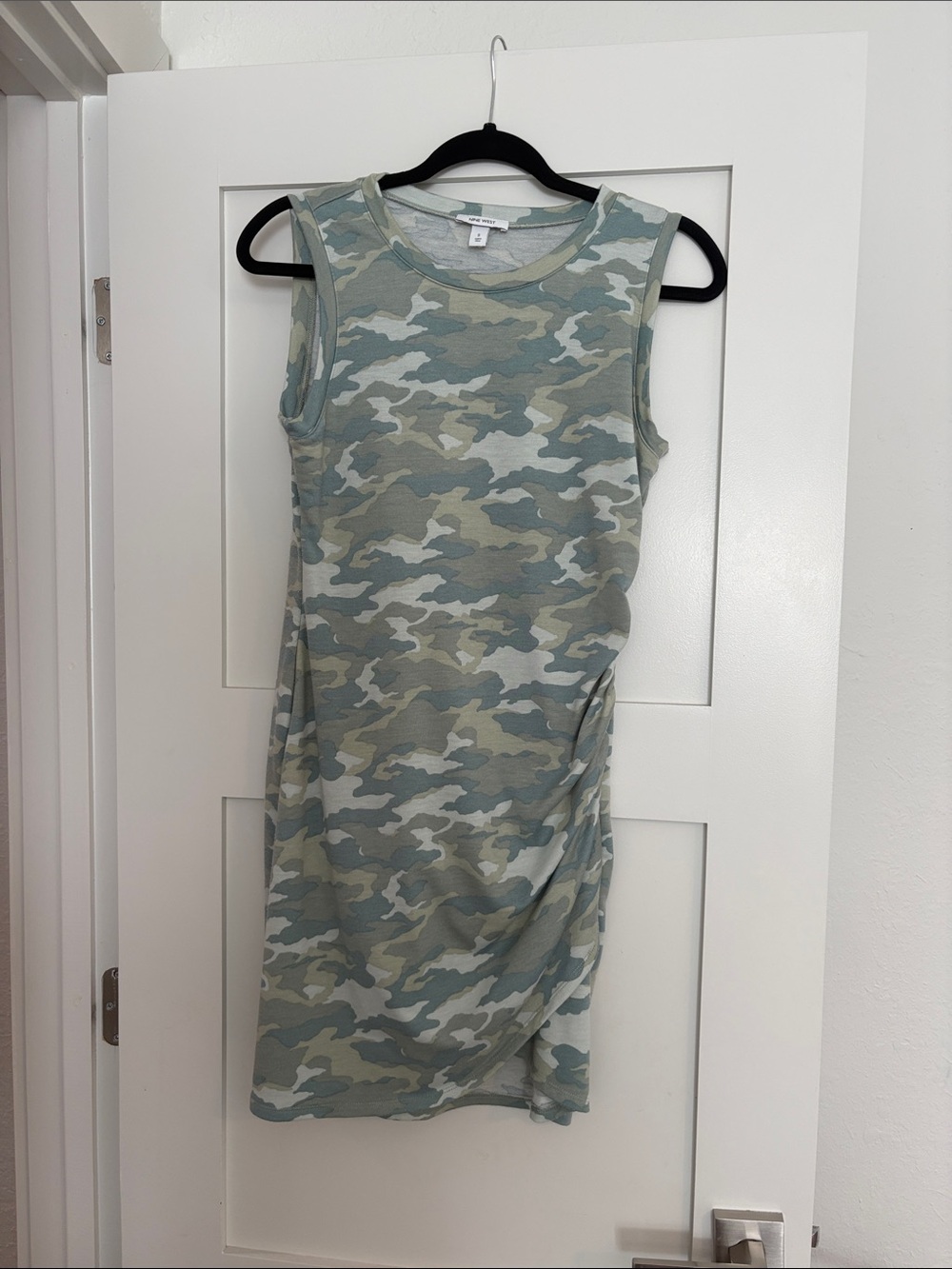 Nine West Sleeveless Camo Tank Dress in Sage and Light Gray